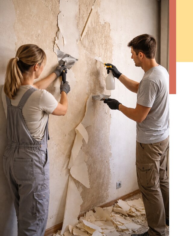 Снятие старых обоев в Валуйках от 5589 руб. под ключ недорого | ОТДЕЛОЧНИК-Вли