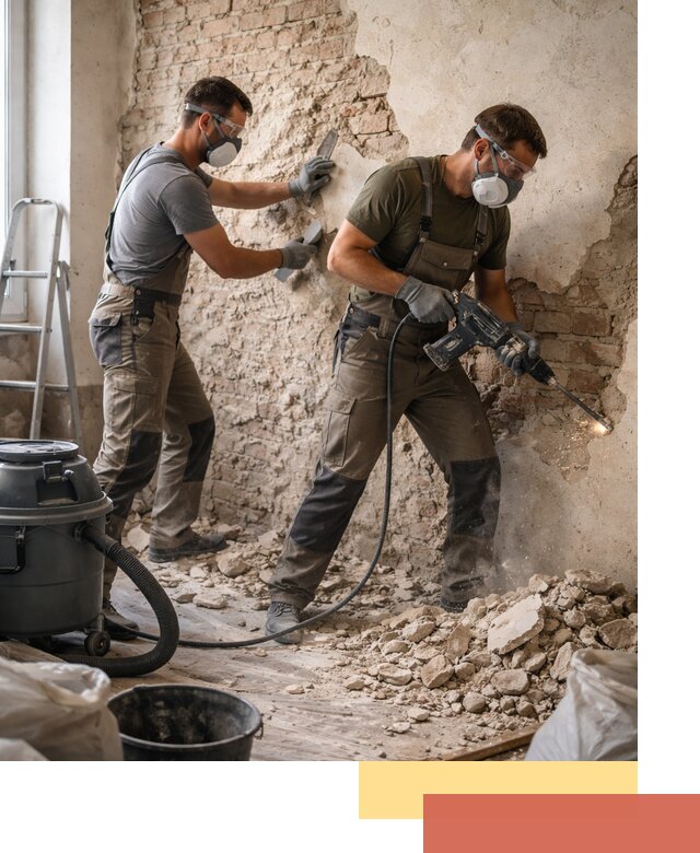 Демонтаж штукатурки со стен в Валуйках быстро и аккуратно