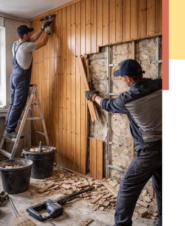 Демонтаж вагонки со стен в Валуйках от 1544 руб. — снятие, удаление, срочно | ОТДЕЛОЧНИК-Вли