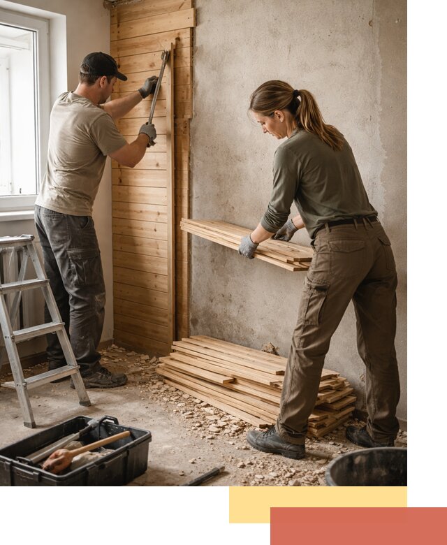 Демонтаж вагонки со стен в Валуйках — профессиональный демонтаж