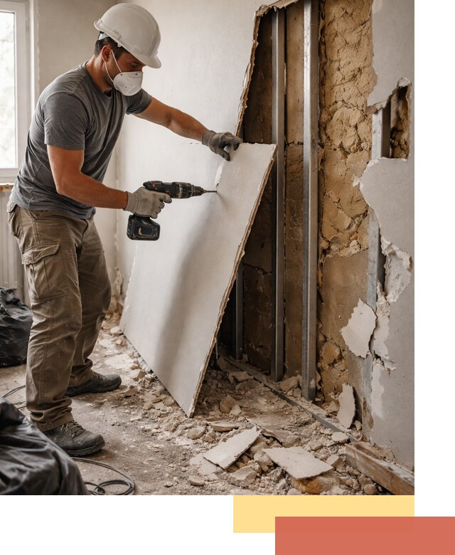 Демонтаж гипсокартона со стен в Валуйках качественно и быстро