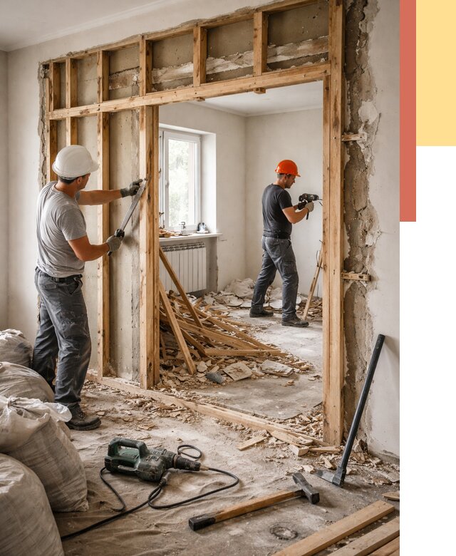 Демонтаж деревянных перегородок в Валуйках от 3406 руб. — быстро и недорого | ОТДЕЛОЧНИК-Вли