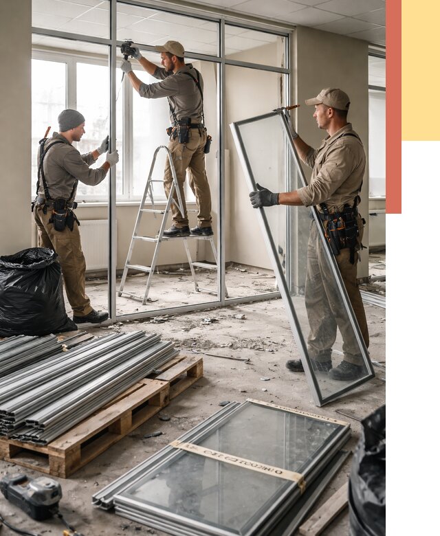 Демонтаж алюминиевых перегородок в Валуйках от 4471 руб. — быстро и недорого | ОТДЕЛОЧНИК-Вли