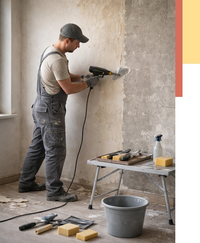 Очистка стен от клея в Валуйках от 1969 руб. — снятие и удаление клея со стен | ОТДЕЛОЧНИК-Вли