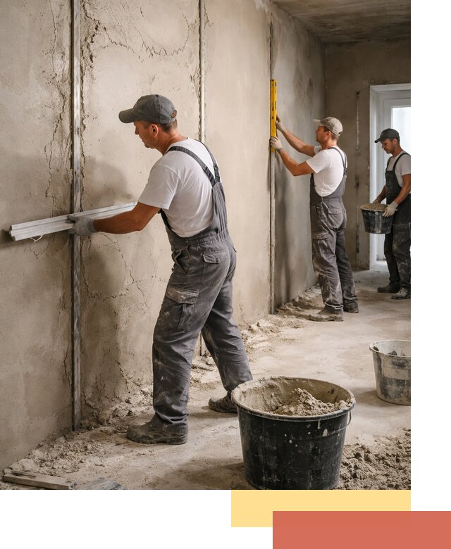 Штукатурка стен по маякам в Валуйках — точная и ровная поверхность