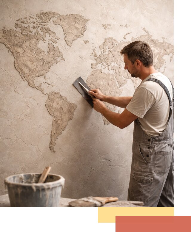 Декоративная штукатурка «Карта мира» под ключ в Валуйках