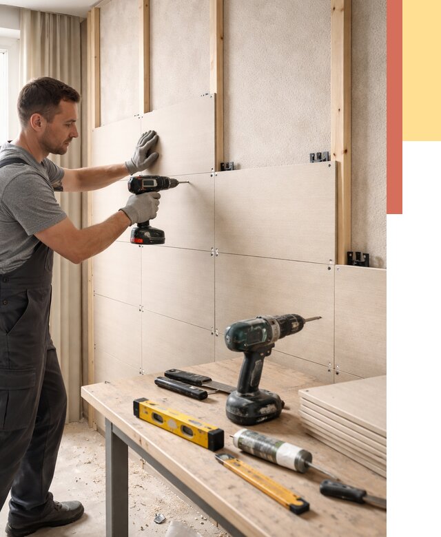 Монтаж МДФ панелей на стены в Валуйках от 1331 руб. под ключ | ОТДЕЛОЧНИК-Вли