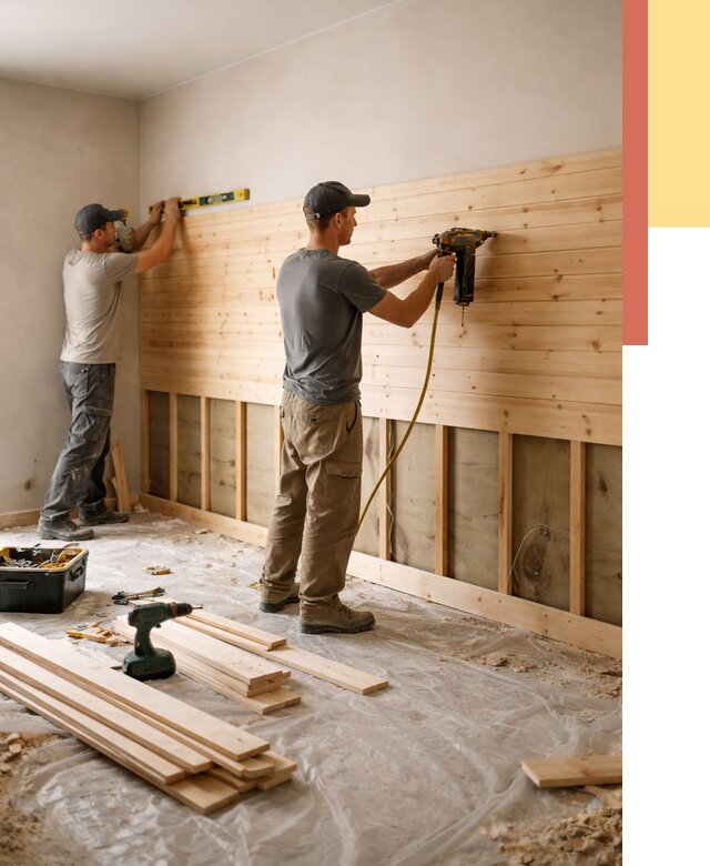 Монтаж деревянной вагонки на стены в Валуйках от 7984 руб. | Услуги монтажа вагонки | ОТДЕЛОЧНИК-Вли