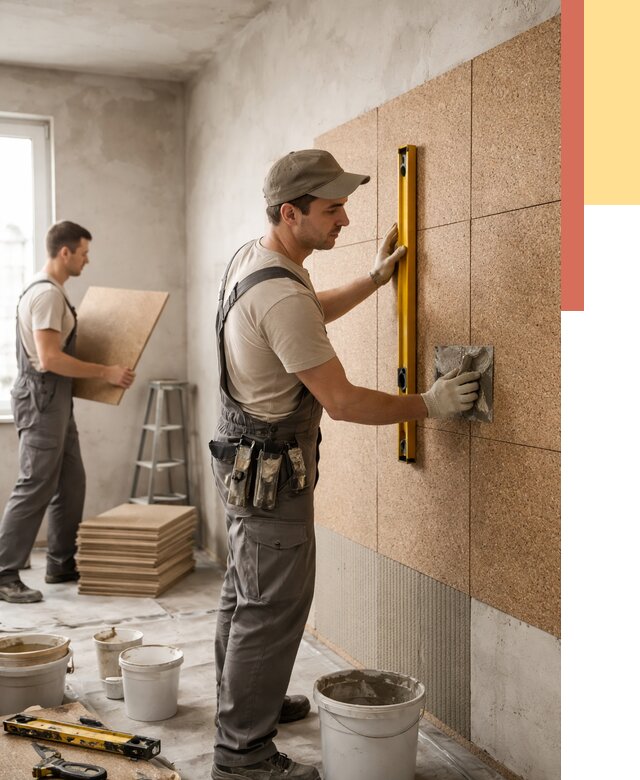 Монтаж пробковых панелей на стены в Валуйках от 3726 руб. — ОТДЕЛОЧНИК-Вли