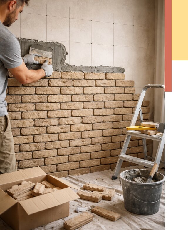 Монтаж декоративного кирпича в Валуйках от 3406 руб./м² — быстро и недорого | ОТДЕЛОЧНИК-Вли