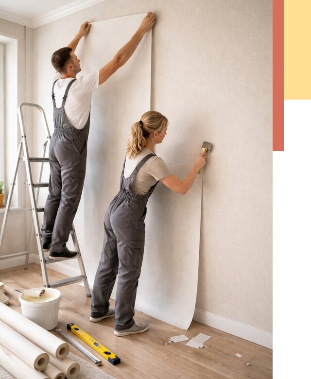 Поклейка флизелиновых обоев в Валуйках от 6387 руб. | Быстро и недорого — ОТДЕЛОЧНИК-Вли