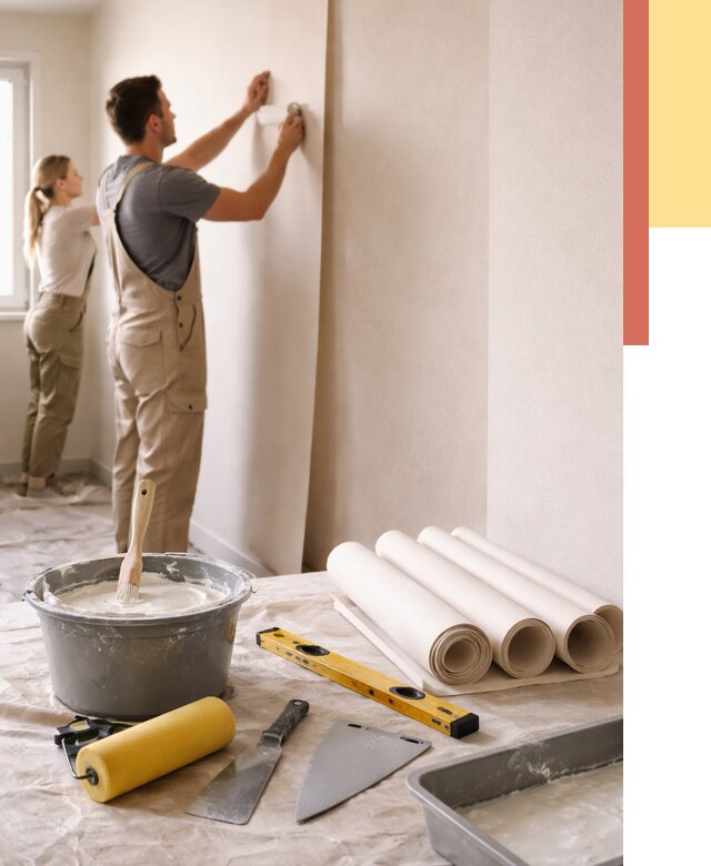 Поклейка бумажных обоев в Валуйках от 5855 руб./м2 — быстро и недорого | ОТДЕЛОЧНИК-Вли