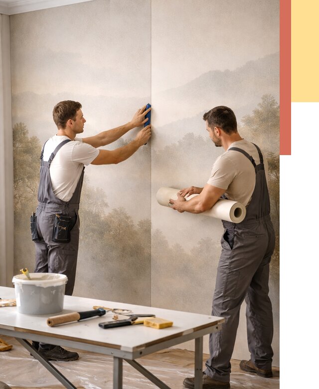 Поклейка фотообоев в Валуйках от 9048 руб/м² — быстро и недорого | ОТДЕЛОЧНИК-Вли