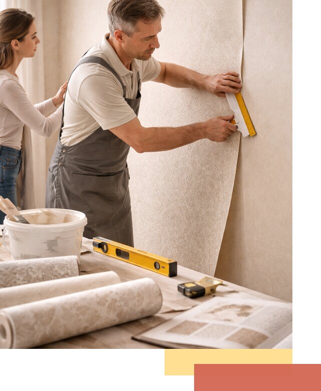 Поклейка обоев с подбором рисунка в Валуйках