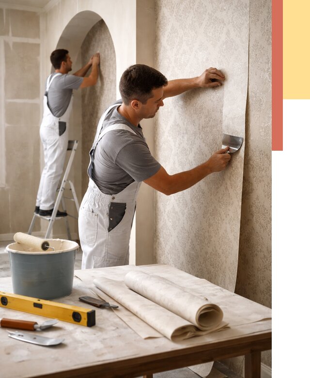 Поклейка обоев на сложные стены в Валуйках от 2981 руб. под ключ | ОТДЕЛОЧНИК-Вли