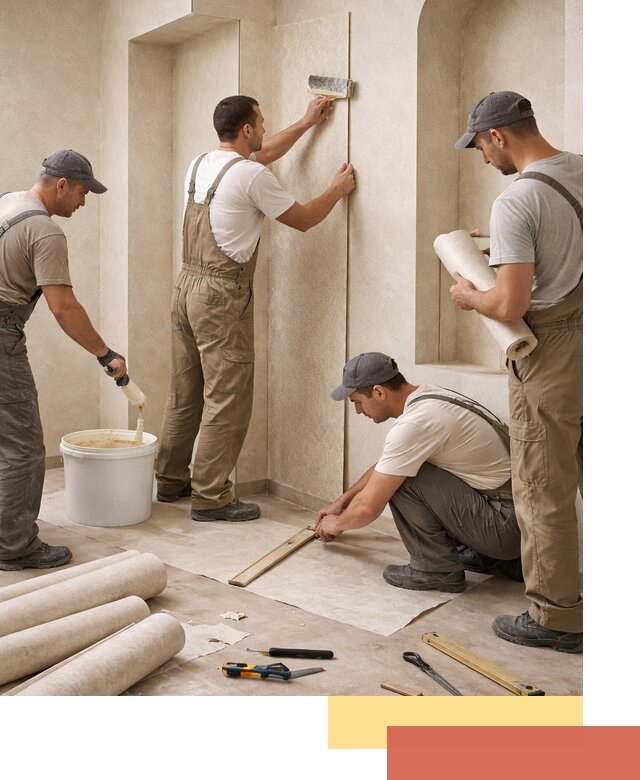 Поклейка обоев на сложные стены и неровные поверхности в Валуйках