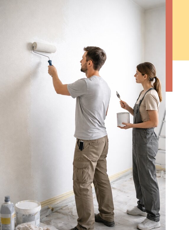 Окраска стен по стеклохолсту в Валуйках от 4790 руб/м² под ключ | ОТДЕЛОЧНИК-Вли