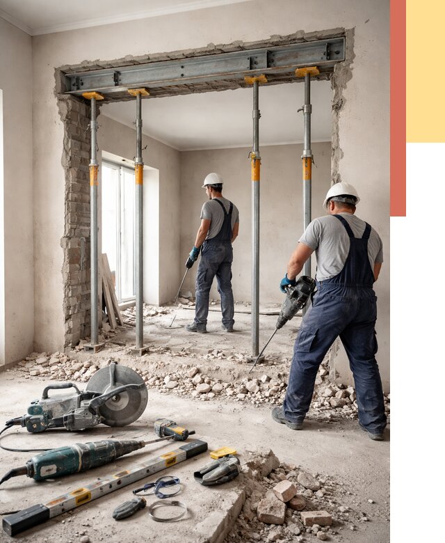 Прорезка проема в стене в Валуйках от 4790 руб. — быстро и недорого | ОТДЕЛОЧНИК-Вли