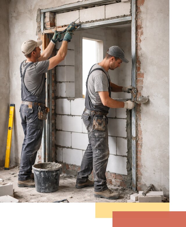 Закладка дверного проема под ключ в Валуйках: демонтаж, монтаж, отделка