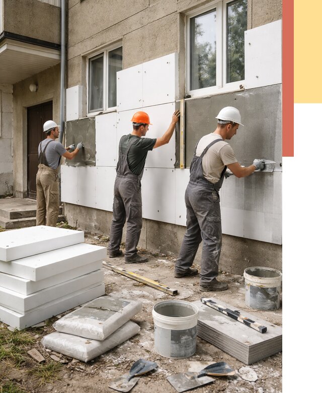 Утепление стен пенопластом в Валуйках от 1863 руб. — недорого и под ключ | ОТДЕЛОЧНИК-Вли