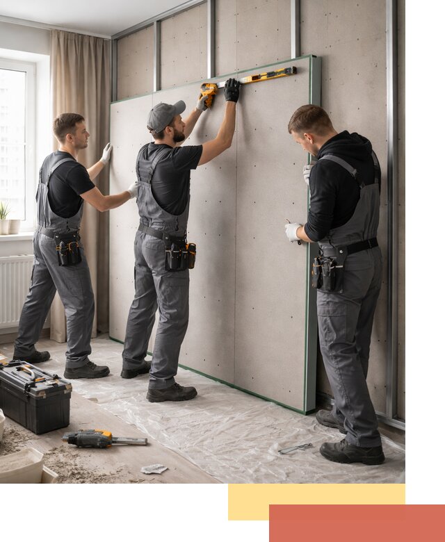 Шумоизоляция стен панелями ЗИПС в Валуйках для жилых и коммерческих помещений