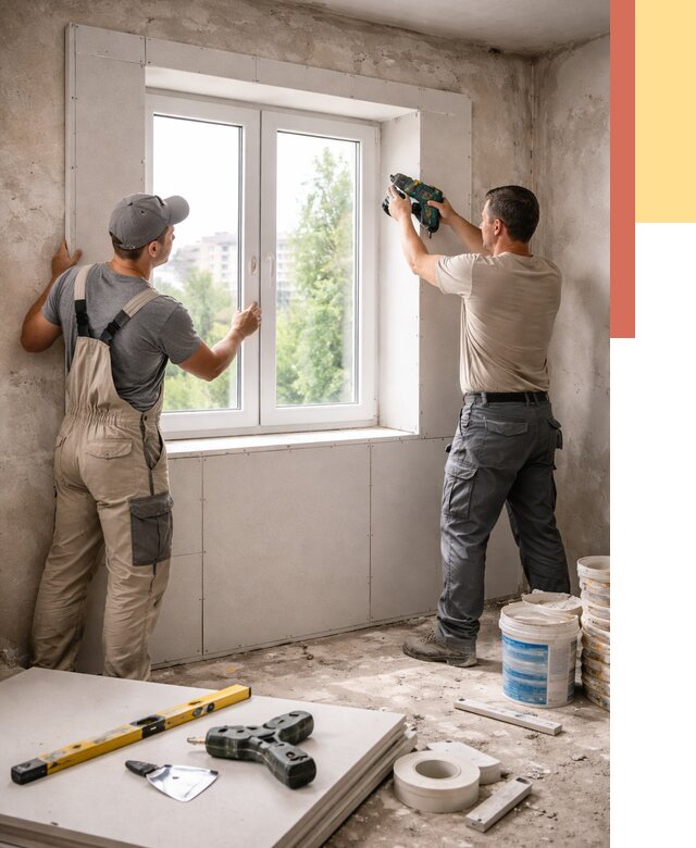 Монтаж откосов из гипсокартона в Валуйках от 4790 руб. под ключ | ОТДЕЛОЧНИК-Вли