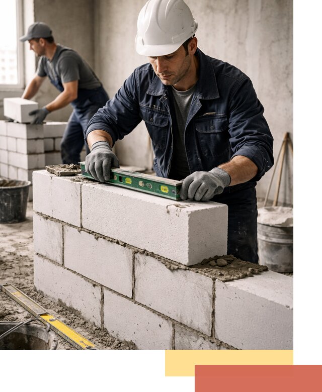 Кладка перегородок из пеноблока под ключ в Валуйках