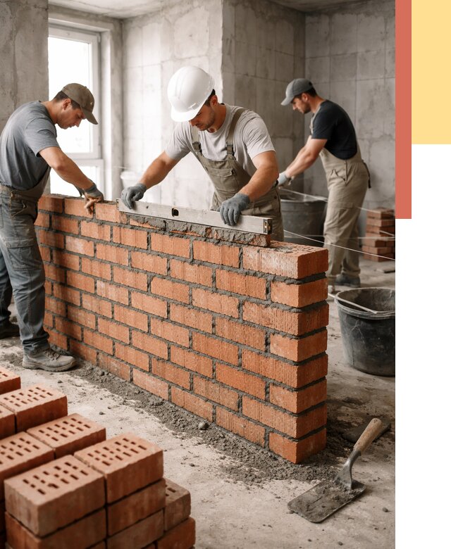 Кладка перегородок из кирпича в Валуйках от 3726 руб. за м² | ОТДЕЛОЧНИК-Вли