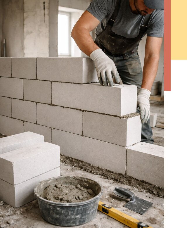 Кладка перегородок из силикатного блока в Валуйках от 4258 руб. под ключ | ОТДЕЛОЧНИК-Вли