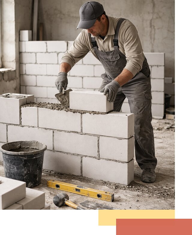 Кладка перегородок из силикатного блока в Валуйках