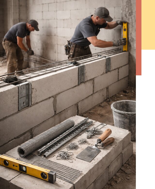 Армирование кладки перегородок в Валуйках от 798 руб. под ключ | ОТДЕЛОЧНИК-Вли