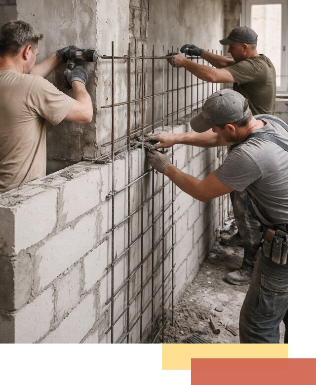 Армирование кладки перегородок в Валуйках профессионально и надёжно