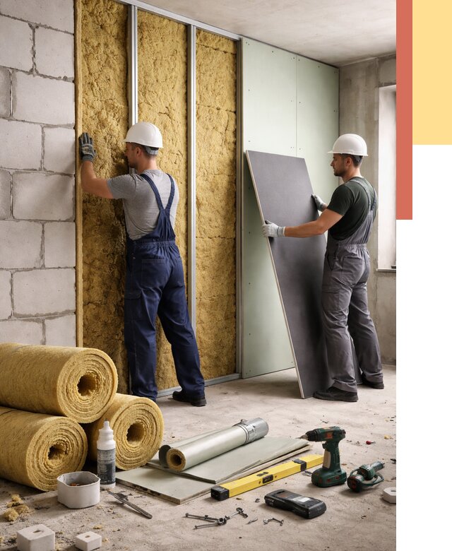 Шумоизоляция перегородок из блоков в Валуйках от 1969 руб./м² — быстро и недорого | ОТДЕЛОЧНИК-Вли