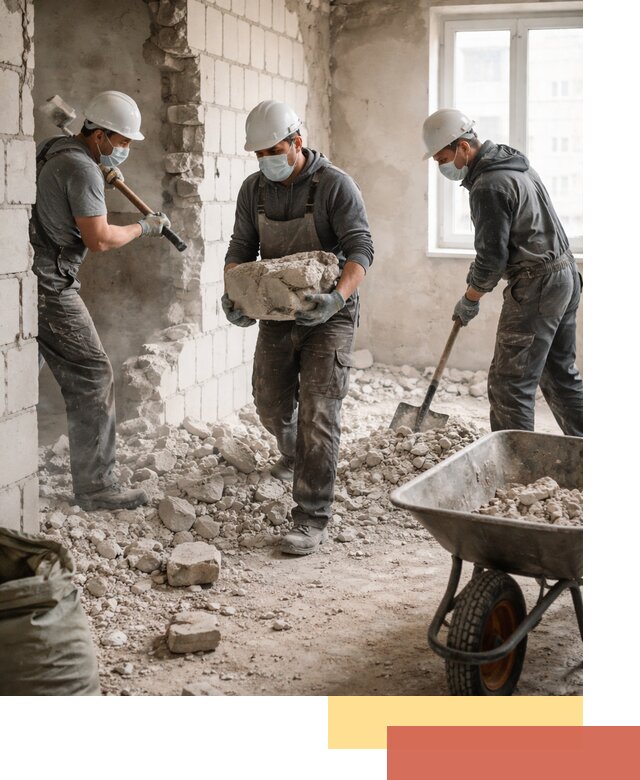 Демонтаж блочных перегородок в Валуйках быстро и аккуратно