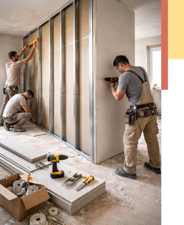 Монтаж однослойной перегородки из гипсокартона в Валуйках от 692 руб. | ОТДЕЛОЧНИК-Вли