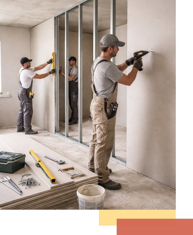 Однослойная перегородка из гипсокартона в Валуйках под ключ, монтаж и отделка