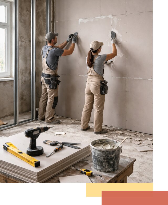 Монтаж двухслойной перегородки из гипсокартона в Валуйках