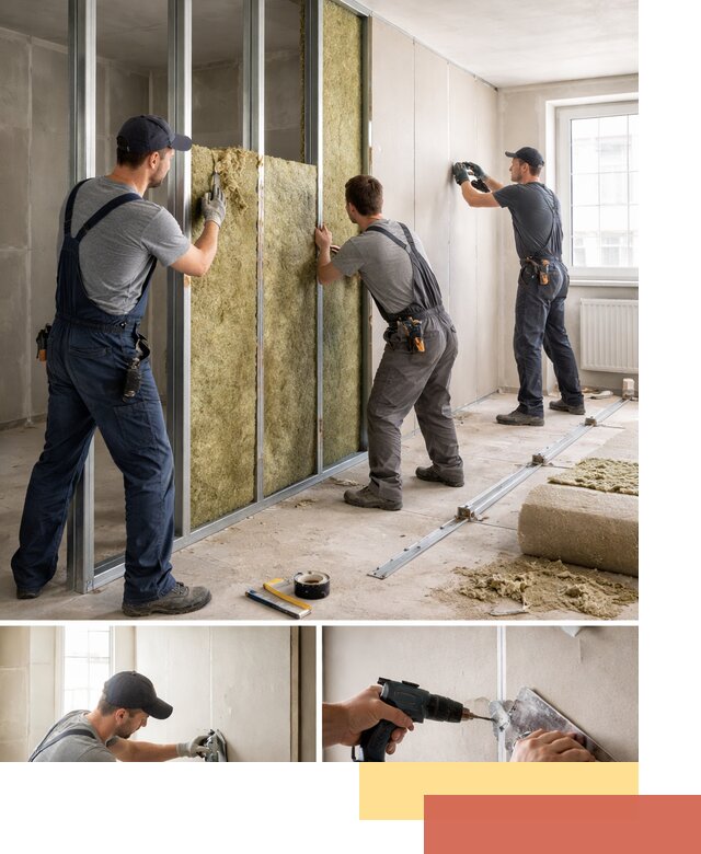 Перегородка из гипсокартона с шумоизоляцией в Валуйках — монтаж под ключ