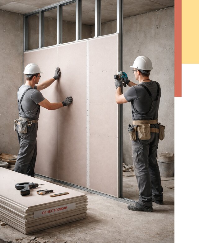 Перегородка из огнестойкого гипсокартона в Валуйках от 1969 руб. под ключ | ОТДЕЛОЧНИК-Вли