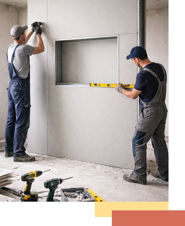 Перегородка из гипсокартона с нишей под декор в Валуйках