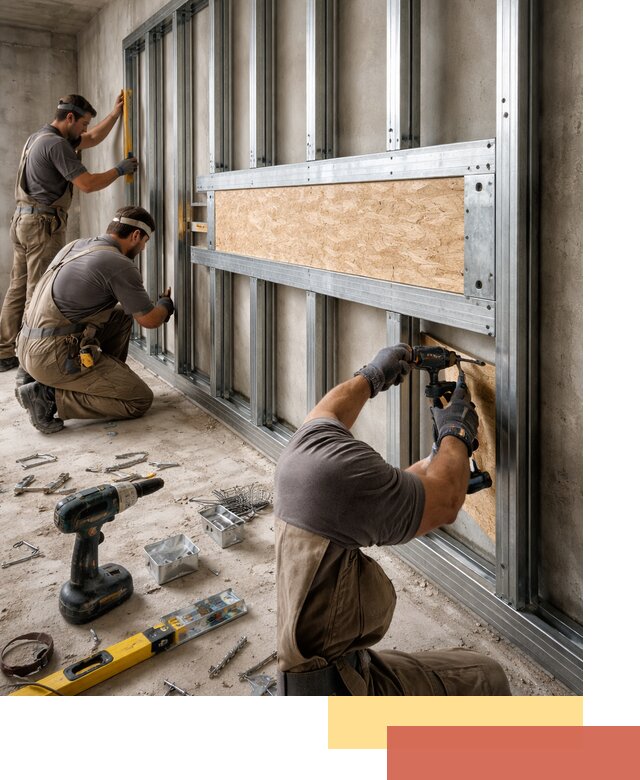 Усиленная перегородка для крепления тяжёлых конструкций в Валуйках