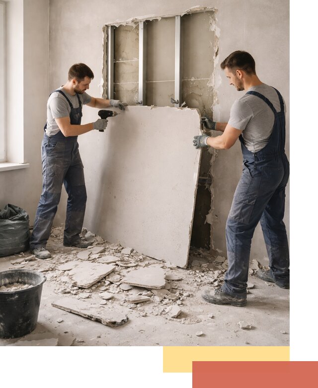 Демонтаж перегородки из гипсокартона в Валуйках быстрый и аккуратный