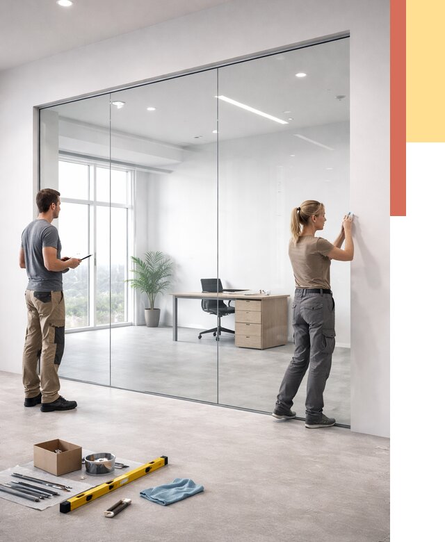 Перегородки из закаленного стекла в Валуйках от 10113 руб. под ключ | ОТДЕЛОЧНИК-Вли