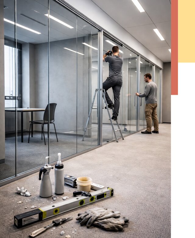 Стеклянные офисные перегородки в Валуйках от 9048 руб. — монтаж и установка | ОТДЕЛОЧНИК-Вли