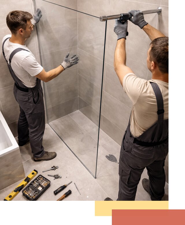 Стеклянные перегородки для душа в Валуйках — изготовление и монтаж