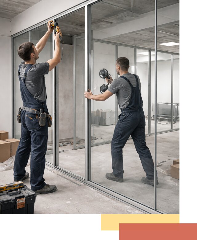 Алюминиевые перегородки со стеклом в Валуйках — изготовление и монтаж