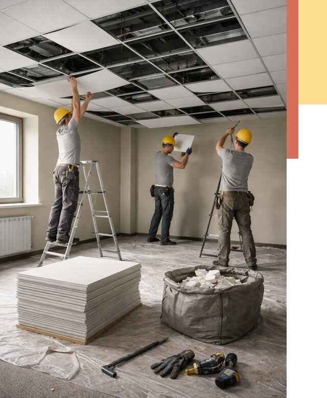 Демонтаж потолка Армстронг в Валуйках от 4790 руб. быстро и недорого | ОТДЕЛОЧНИК-Вли