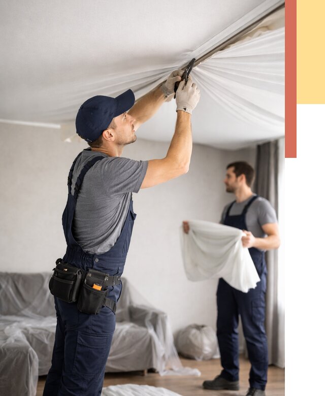 Демонтаж натяжного потолка в Валуйках от 4790 руб. — снятие и разбор под ключ | ОТДЕЛОЧНИК-Вли