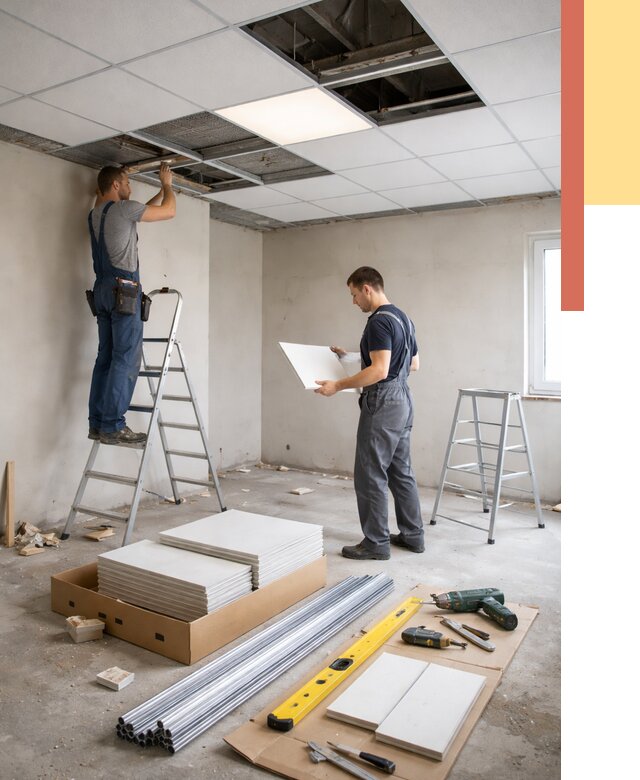 Монтаж потолка армстронг в Валуйках от 4790 руб/м2 — быстрая установка под ключ | ОТДЕЛОЧНИК-Вли