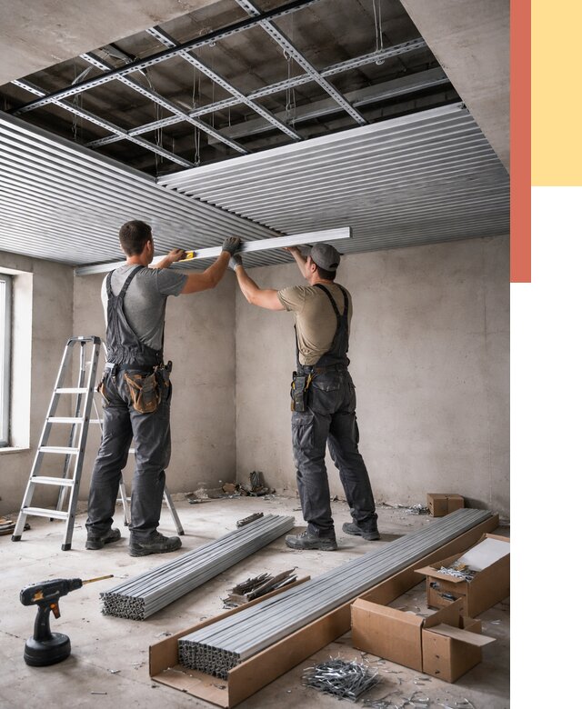 Монтаж реечного потолка в Валуйках от 4790 руб. под ключ | ОТДЕЛОЧНИК-Вли